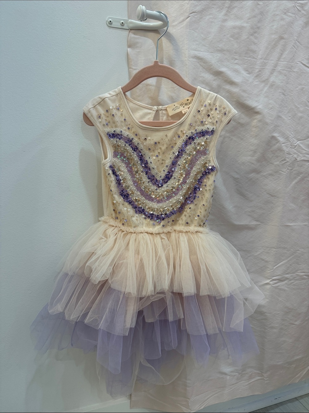 Tutu Du Monde Ivory and Lavender Sequin Tulle Dress